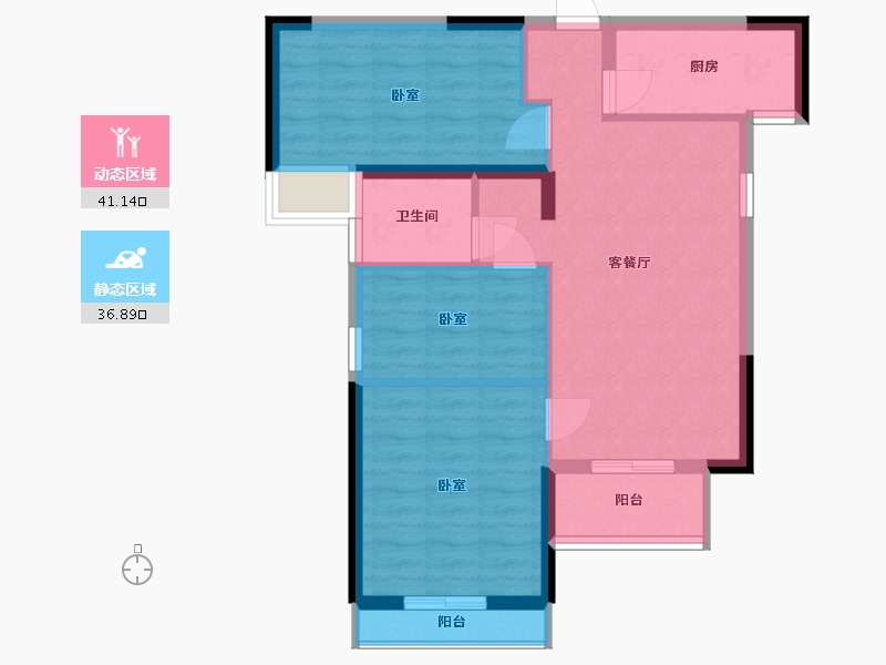 湖北省-武汉市-金银湖1号院-69.76-户型库-动静分区