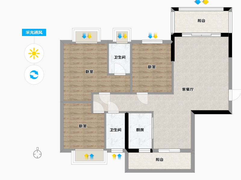 广东省-梅州市-合兴山水名都二期-87.84-户型库-采光通风