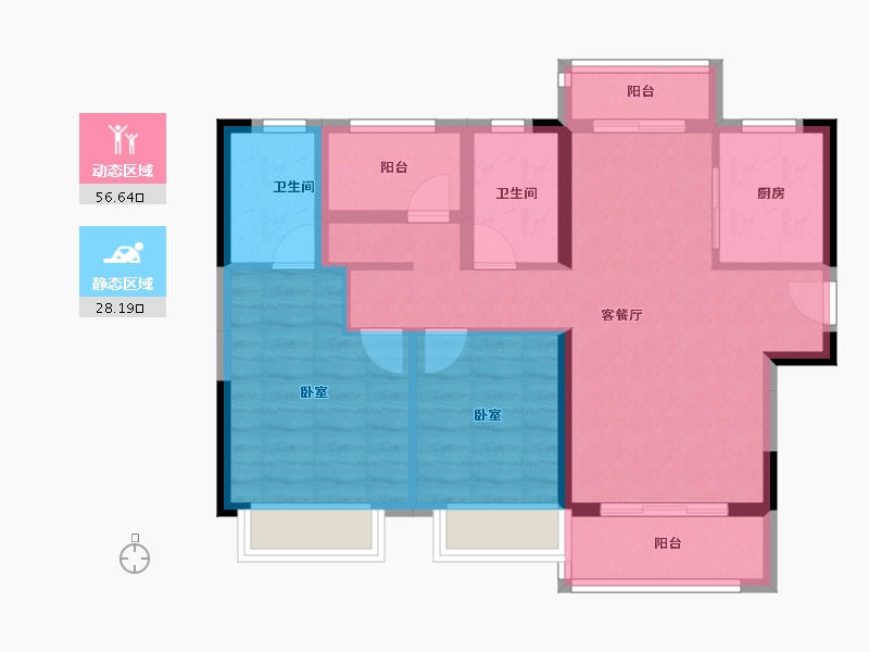 广东省-佛山市-奥园誉峯-75.08-户型库-动静分区