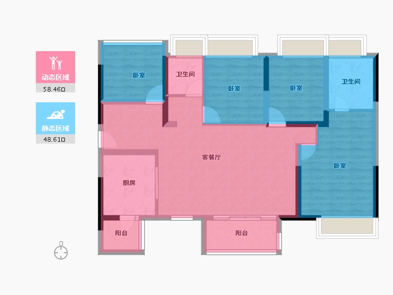 广东省-佛山市-龙湖越秀傲云-95.40-户型库-动静分区