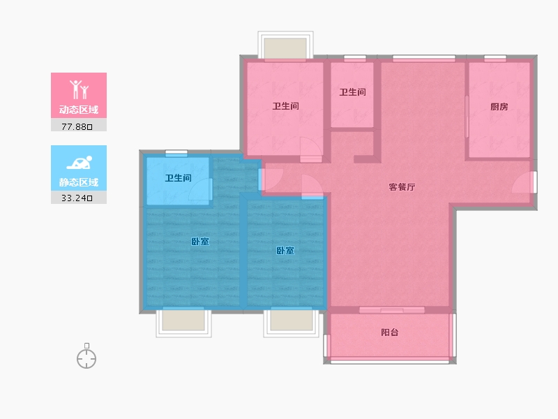 湖南省-岳阳市-玉鑫巴陵星城-98.96-户型库-动静分区