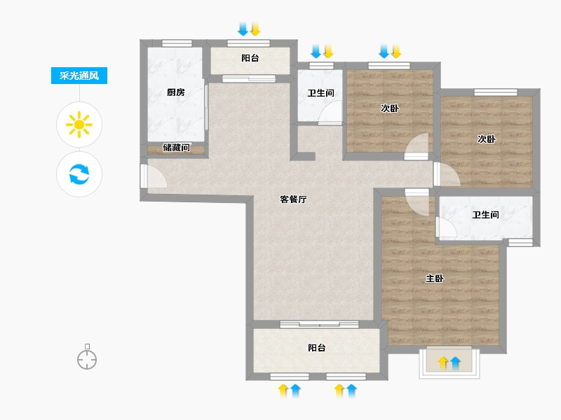 山东省-济宁市-裕隆·圣都花园-92.08-户型库-采光通风