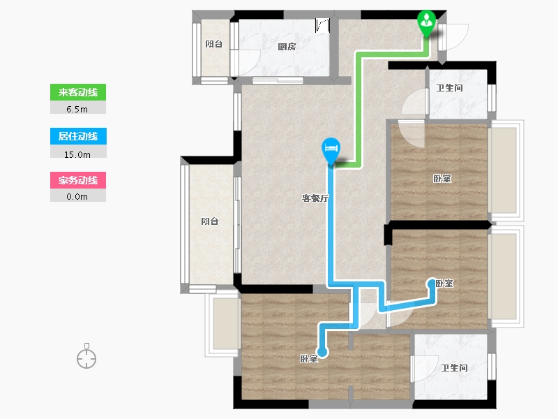 广东省-梅州市-新蓝天山湖壹号-81.95-户型库-动静线