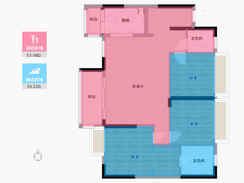 广东省-梅州市-新蓝天山湖壹号-81.95-户型库-动静分区