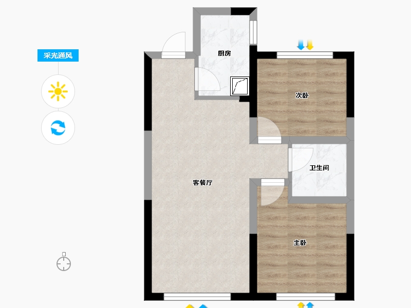 吉林省-长春市-融创洋浦壹號-50.98-户型库-采光通风