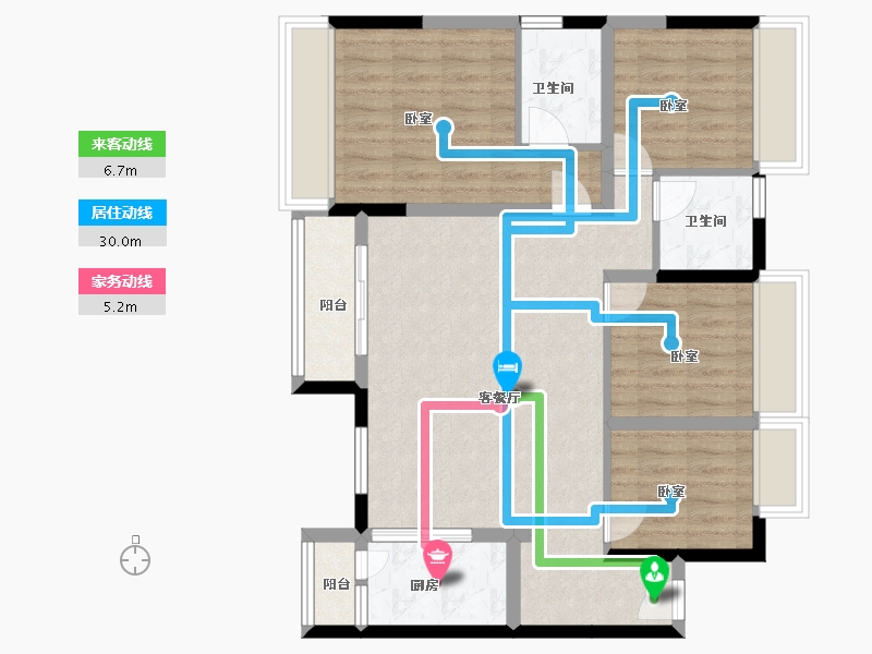 广东省-梅州市-新蓝天山湖壹号-89.45-户型库-动静线