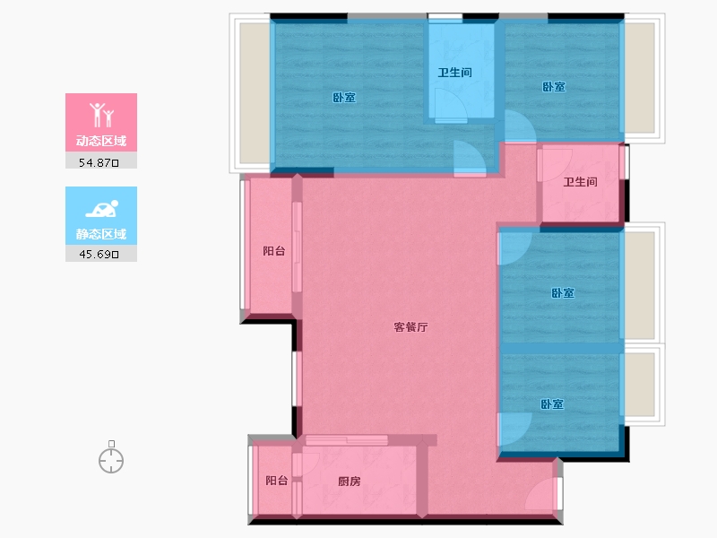 广东省-梅州市-新蓝天山湖壹号-89.45-户型库-动静分区