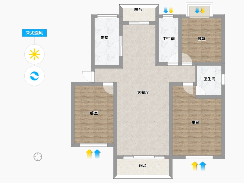 安徽省-黄山市-千景园-93.20-户型库-采光通风