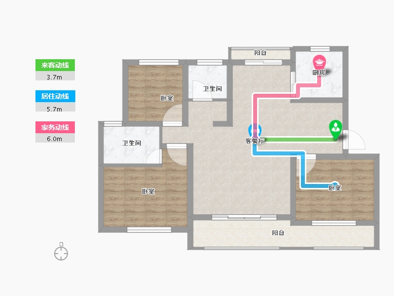 山东省-济宁市-济宁立国如意花园-90.01-户型库-动静线