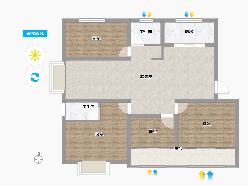 山东省-济宁市-济宁立国如意花园-98.00-户型库-采光通风