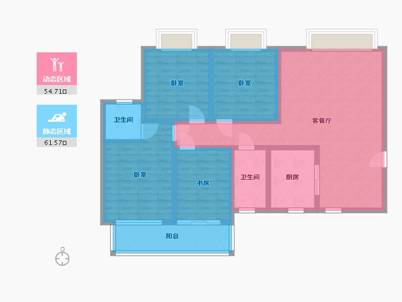 湖南省-岳阳市-玉鑫巴陵星城-102.88-户型库-动静分区