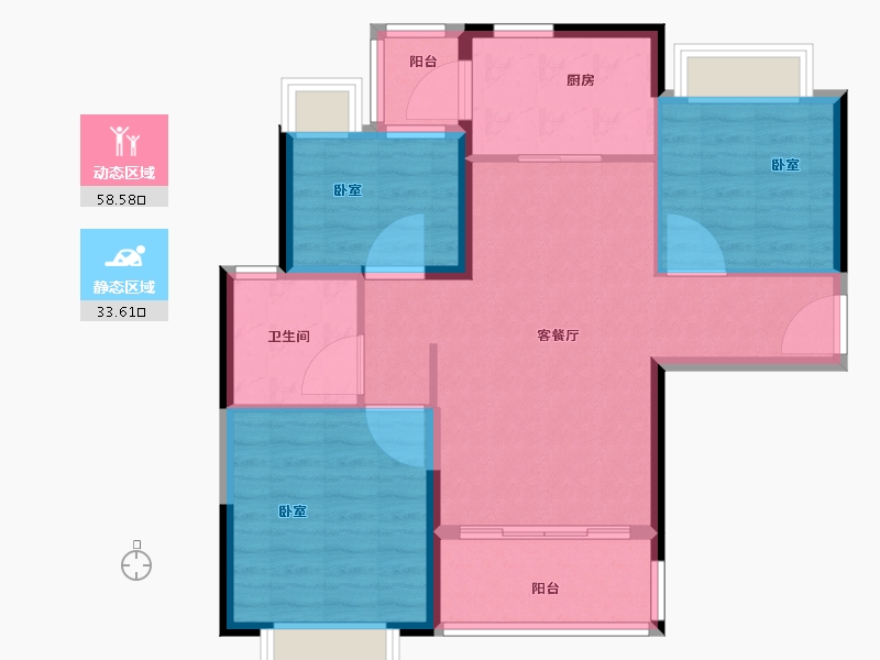 广东省-广州市-清远恒大花溪谷-83.19-户型库-动静分区