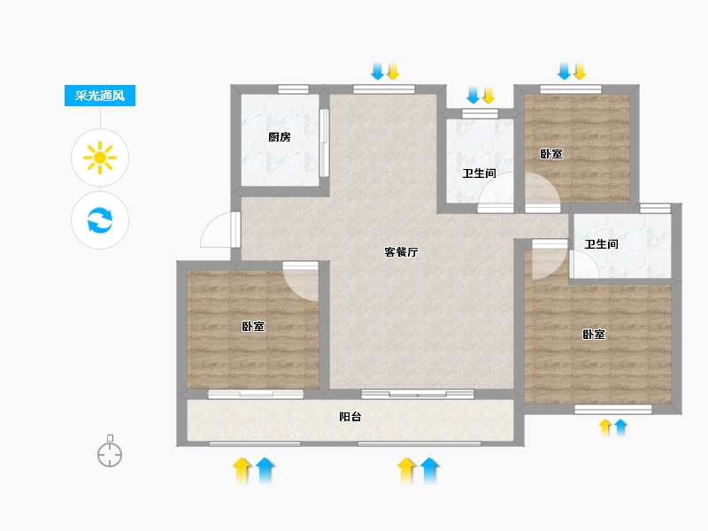 山东省-济宁市-济宁立国如意花园-87.00-户型库-采光通风