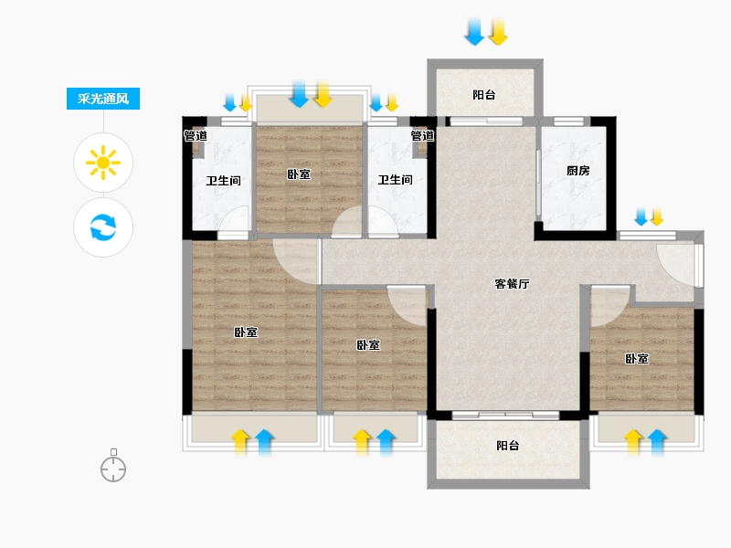 广东省-韶关市-碧桂园曲江府-103.00-户型库-采光通风