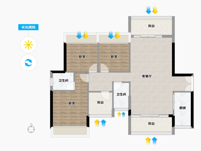 广东省-江门市-益丽龙湖-97.25-户型库-采光通风