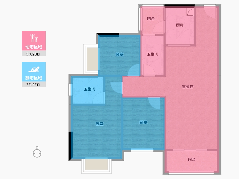 广东省-东莞市-御海蓝岸臻品-78.60-户型库-动静分区