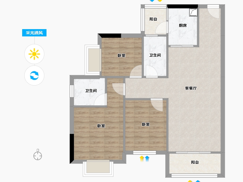 广东省-东莞市-御海蓝岸臻品-78.60-户型库-采光通风