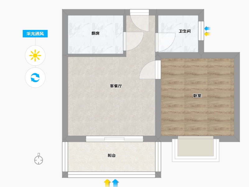 湖南省-岳阳市-玉鑫巴陵星城-36.39-户型库-采光通风