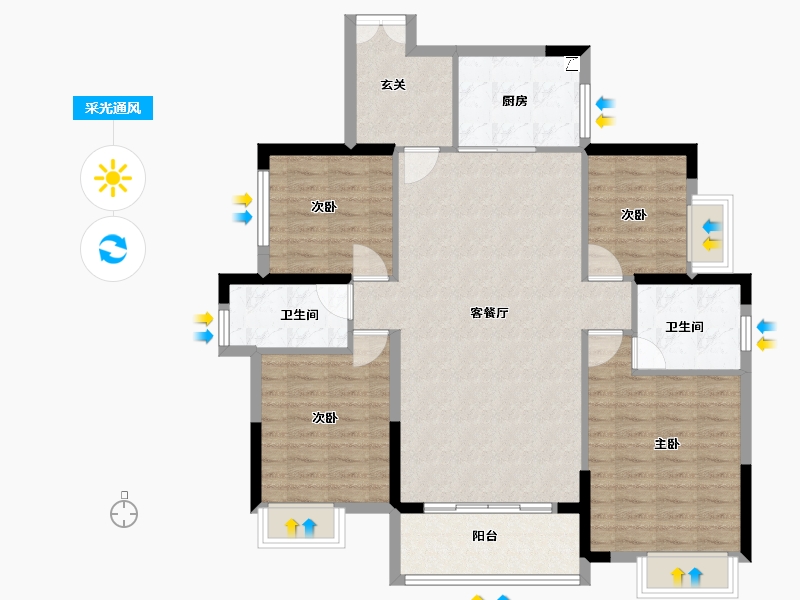 广东省-佛山市-新仕名府-110.00-户型库-采光通风