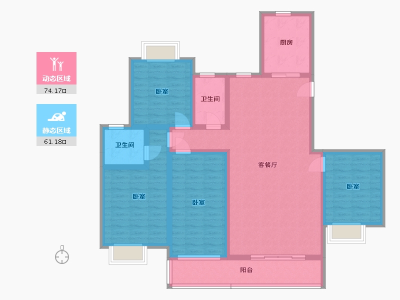 湖南省-岳阳市-玉鑫巴陵星城-120.63-户型库-动静分区