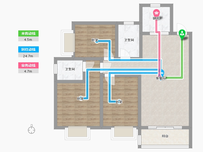 湖南省-岳阳市-玉鑫巴陵星城-80.45-户型库-动静线