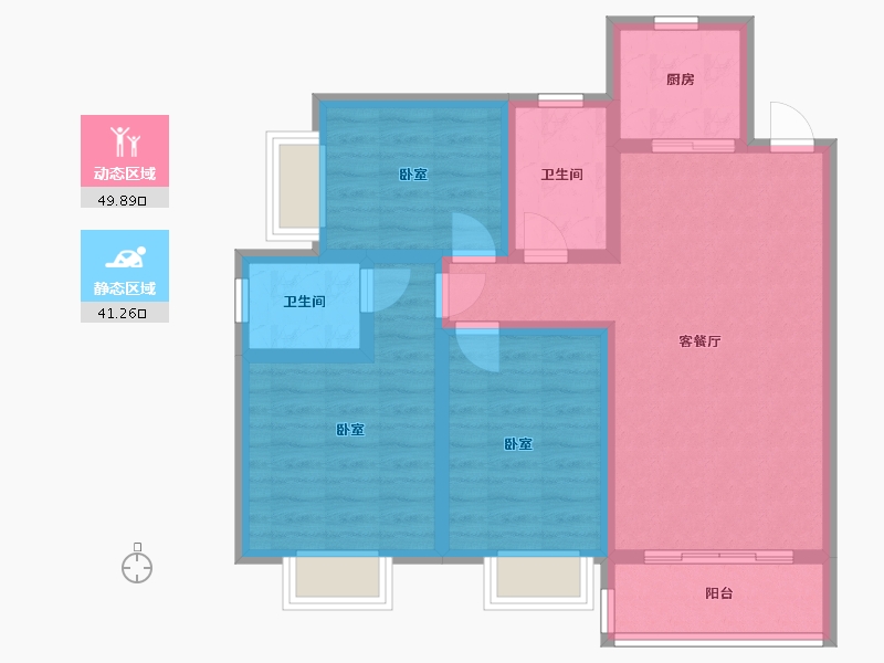 湖南省-岳阳市-玉鑫巴陵星城-80.45-户型库-动静分区