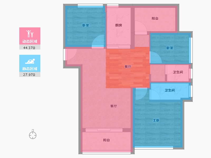 广东省-惠州市-保利鹿江来-63.93-户型库-动静分区