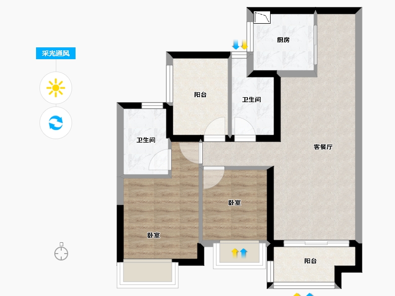 广东省-广州市-保利华侨城云禧-64.71-户型库-采光通风