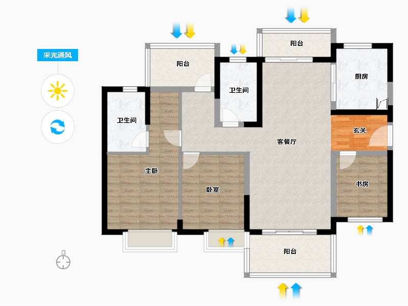 广东省-惠州市-保利天汇-114.33-户型库-采光通风