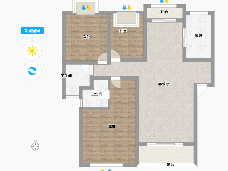 安徽省-黄山市-千景园-83.59-户型库-采光通风