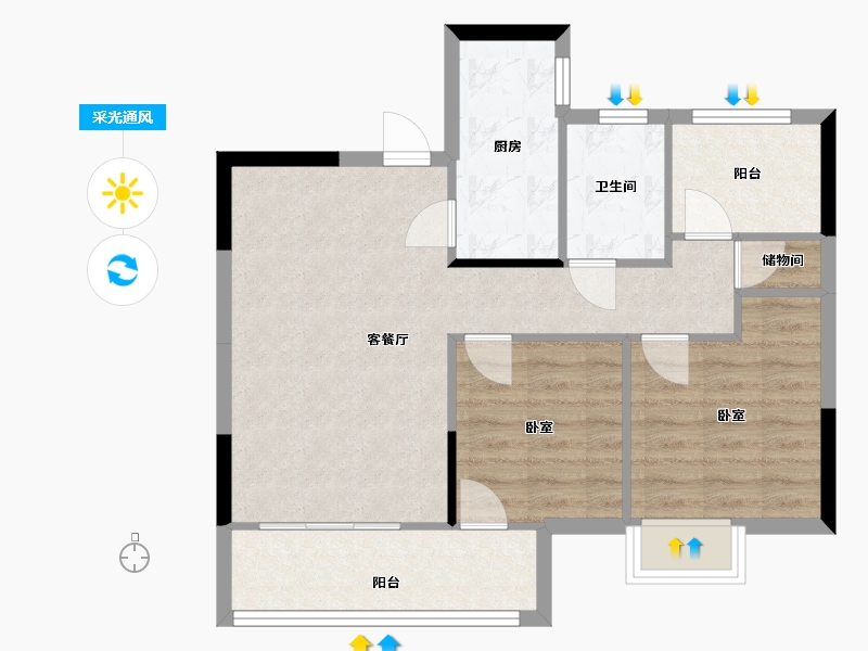 江苏省-苏州市-佳兆业君汇上品-69.00-户型库-采光通风