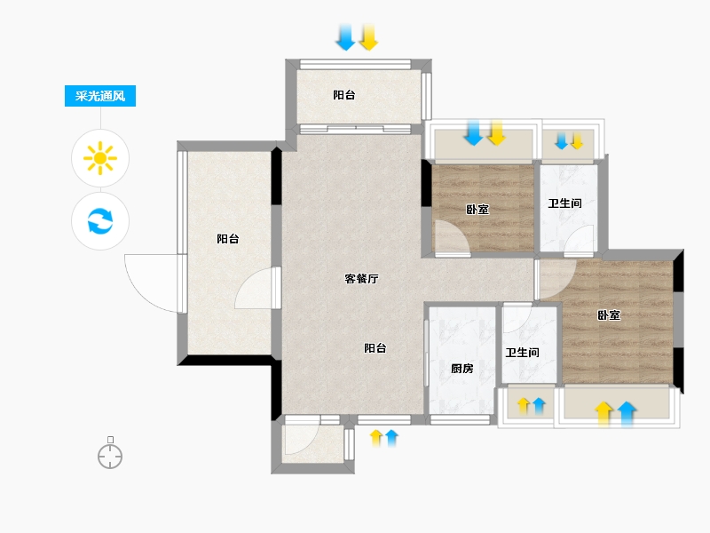 广东省-珠海市-优越温泉郡-67.18-户型库-采光通风