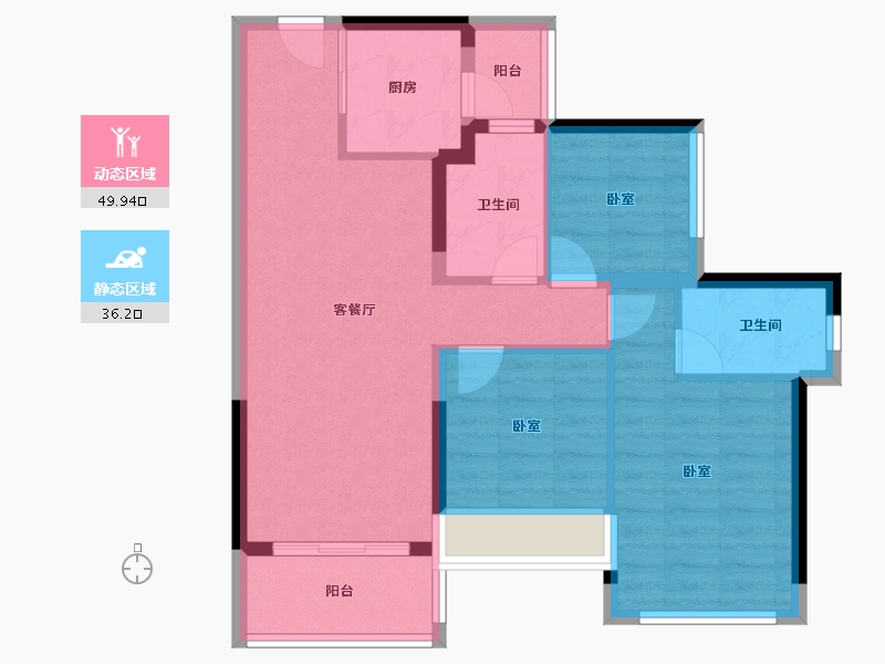 广东省-佛山市-龙光天曜-76.70-户型库-动静分区