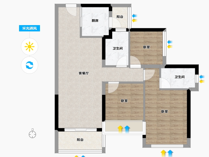 广东省-佛山市-龙光天曜-76.70-户型库-采光通风