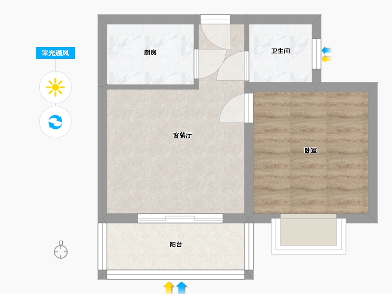 湖南省-岳阳市-玉鑫巴陵星城-36.36-户型库-采光通风