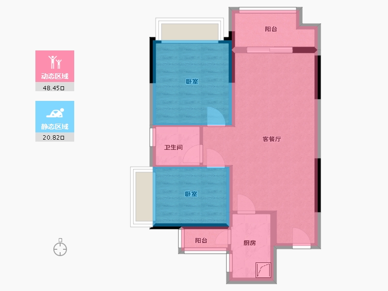 广东省-梅州市-新蓝天山湖壹号-61.01-户型库-动静分区