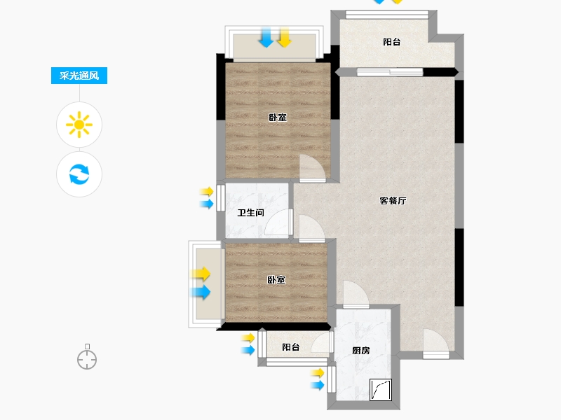 广东省-梅州市-新蓝天山湖壹号-61.01-户型库-采光通风