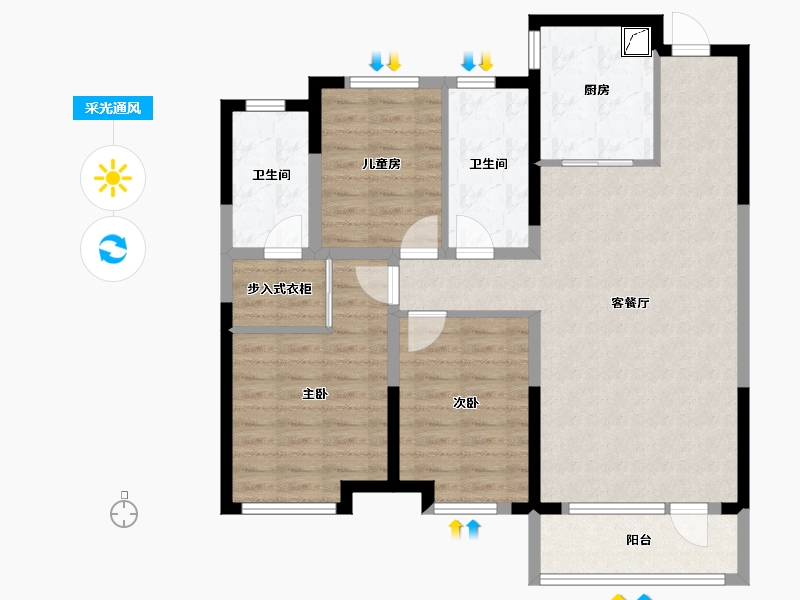 吉林省-长春市-保利和光尘樾-94.32-户型库-采光通风