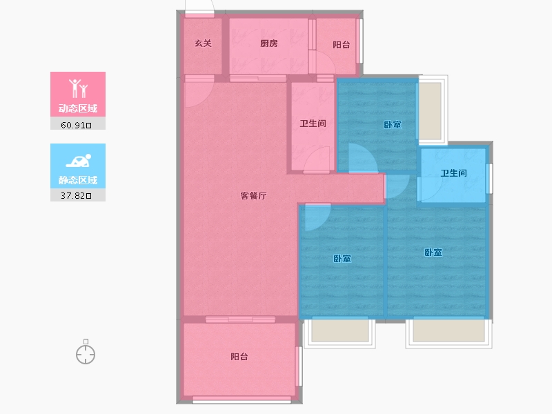 广东省-阳江市-浩大岭南新邨-89.32-户型库-动静分区