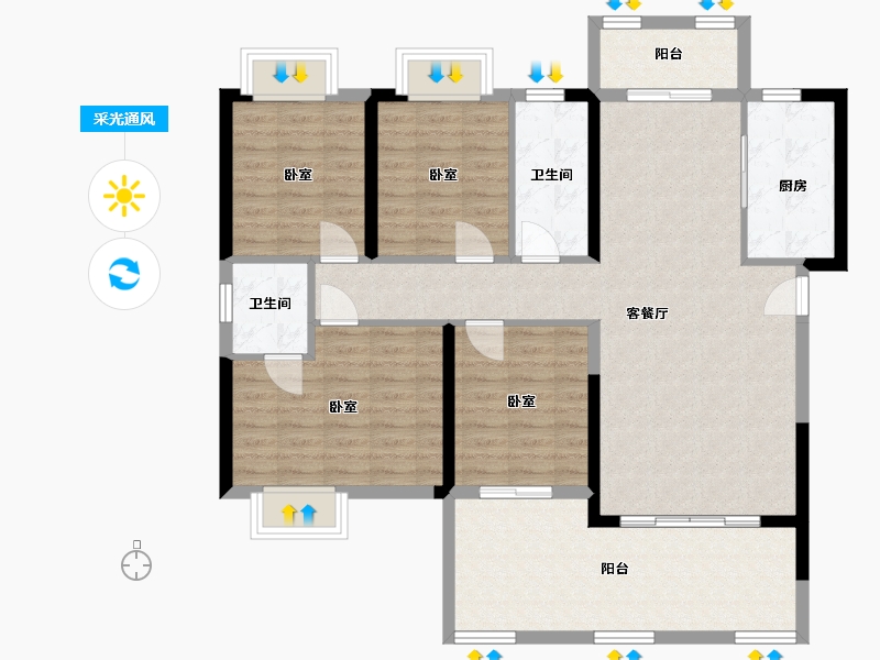 湖南省-邵阳市-阳光公园里-114.69-户型库-采光通风