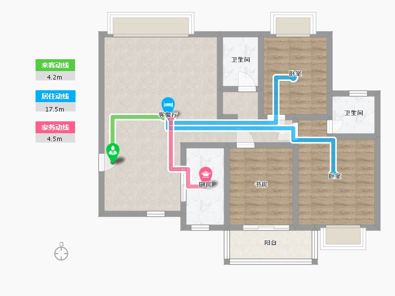 湖南省-岳阳市-玉鑫巴陵星城-89.23-户型库-动静线