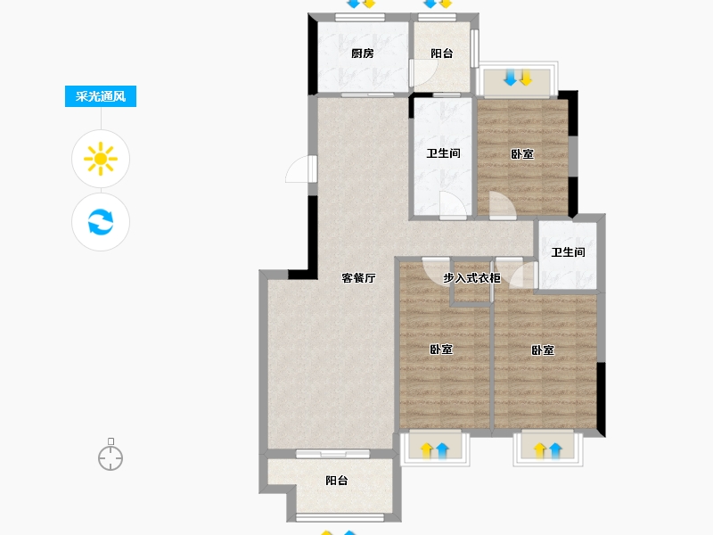 湖南省-衡阳市-雅士林欣城江岳府-91.46-户型库-采光通风