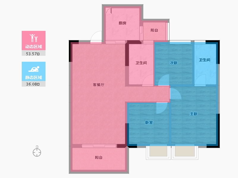 湖北省-黄冈市-麻城金丰国际生态城-80.35-户型库-动静分区