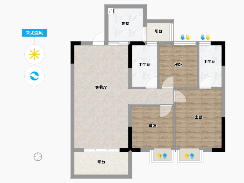 湖北省-黄冈市-麻城金丰国际生态城-80.35-户型库-采光通风