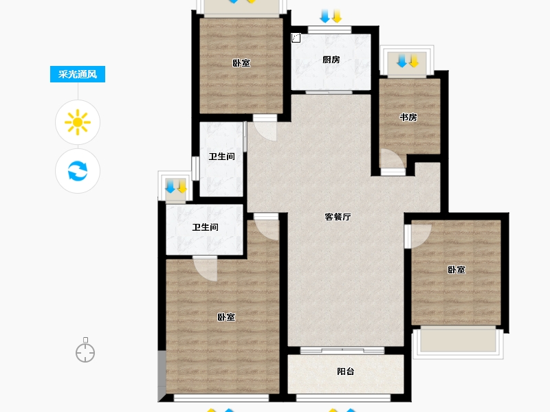 江苏省-无锡市-无锡中海寰宇天下-96.00-户型库-采光通风