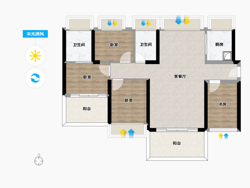 广东省-惠州市-书香里园-86.86-户型库-采光通风