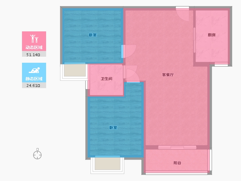 湖南省-岳阳市-玉鑫巴陵星城-68.35-户型库-动静分区