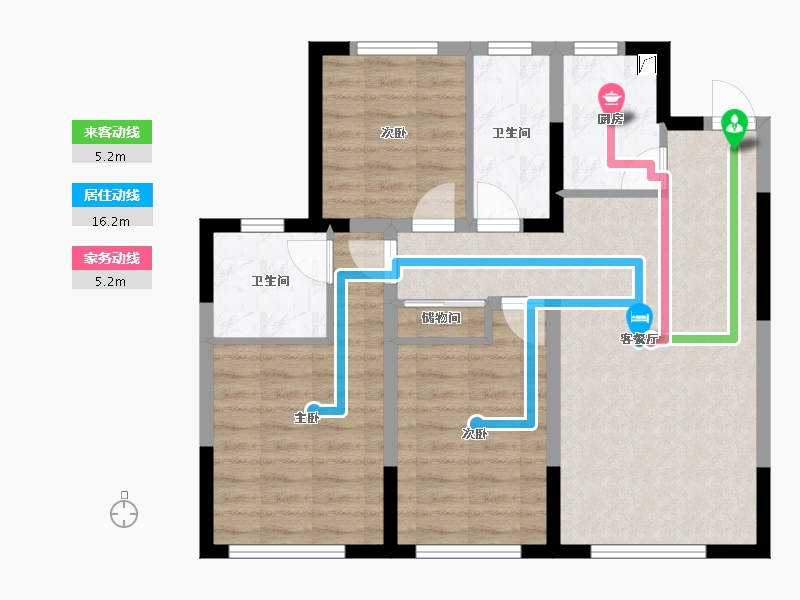 吉林省-长春市-融创洋浦壹號-76.83-户型库-动静线