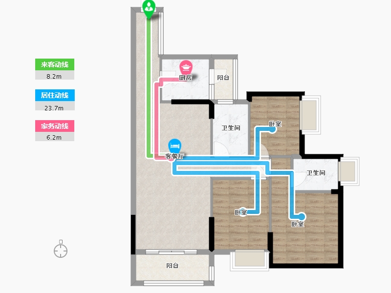 广东省-梅州市-印象唐苑-90.93-户型库-动静线