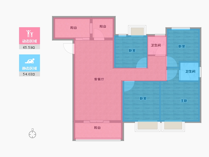 湖北省-黄冈市-麻城金丰国际生态城-108.39-户型库-动静分区